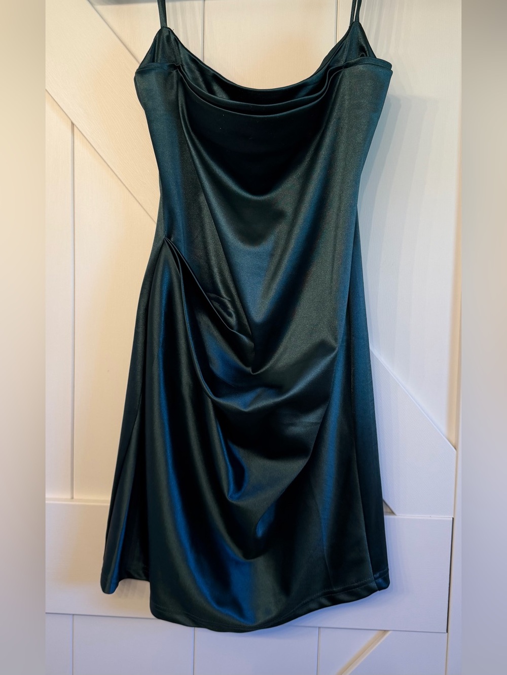 Lucy in the Sky Emerald Satin Cowl Midi Dress